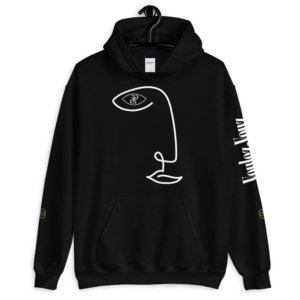 unisex-geometric-hoodie-black front