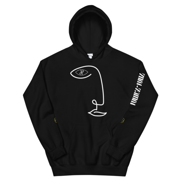 unisex-geometric-hoodie up-black front